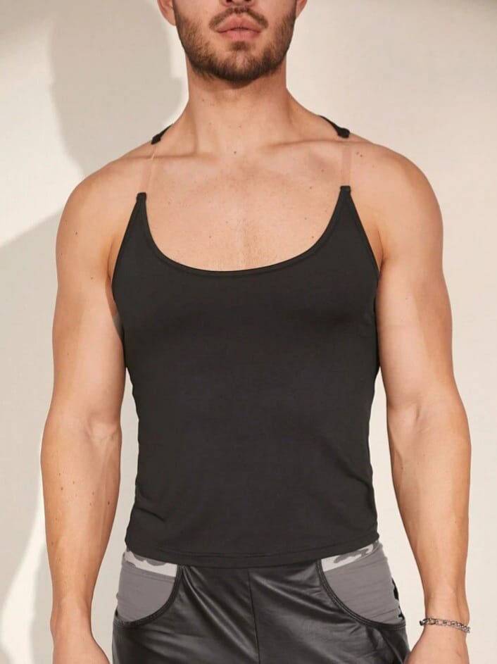Streak Hawk Men's Solid Color Knitted Casual Tank Top Vests